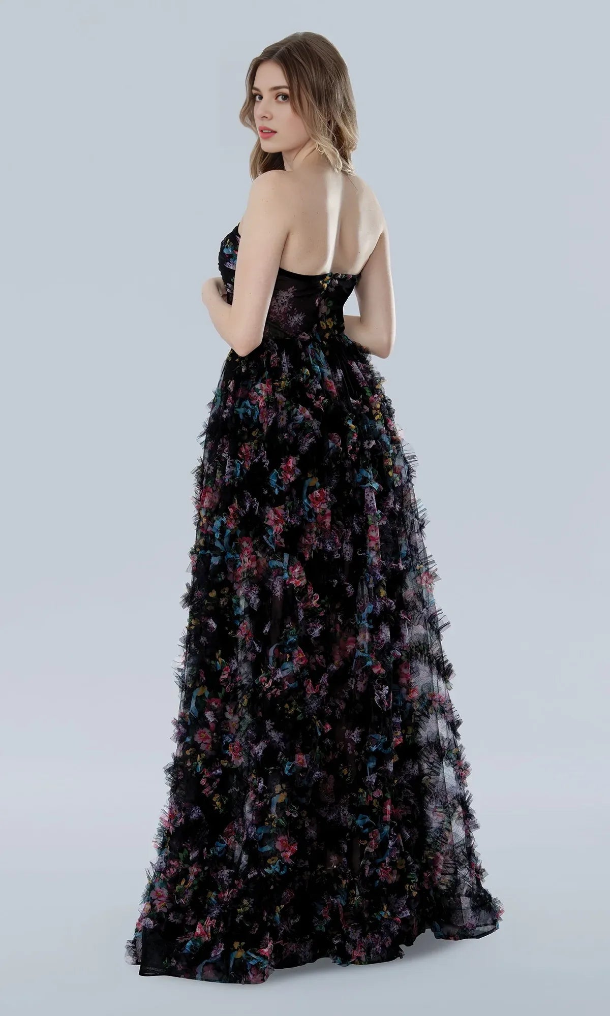 Robe de soirée Weitese sans bretelles, robe de bal trapèze noire élégante, traîne courte, sans manches